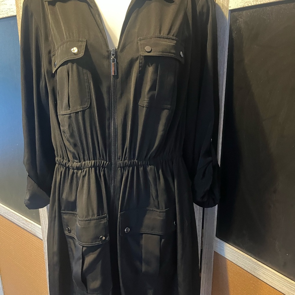 Alfani Black Long Sleeve Zip-up Jacket Dress - Picture 2 of 6